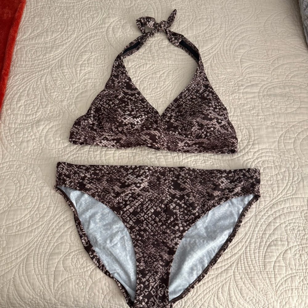 Brown Patterned 2-piece Bikini/ Swimsuit - size XL